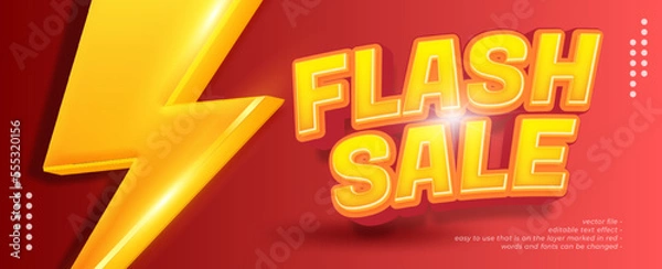Fototapeta Flash sale background with gradient shapes with editable 3d text style