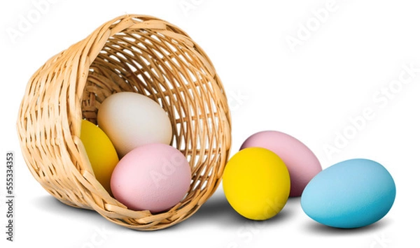 Fototapeta Cute colored easter eggs. Happy Easter