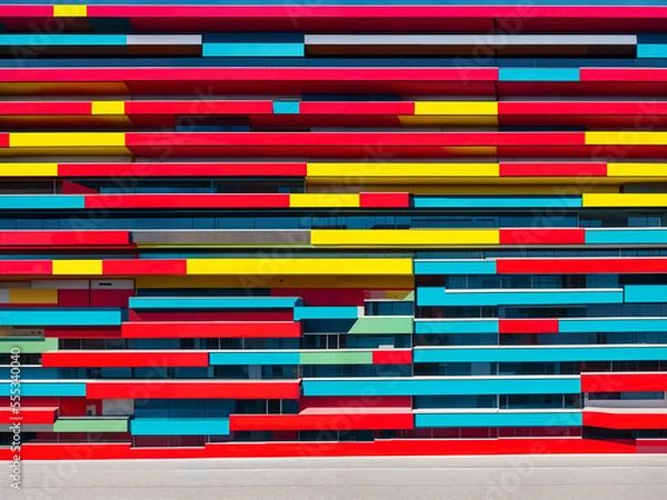 Fototapeta Colorful building facade, generative AI