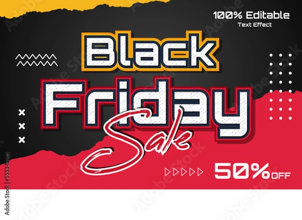 Fototapeta Black friday sale editable vector text effect
