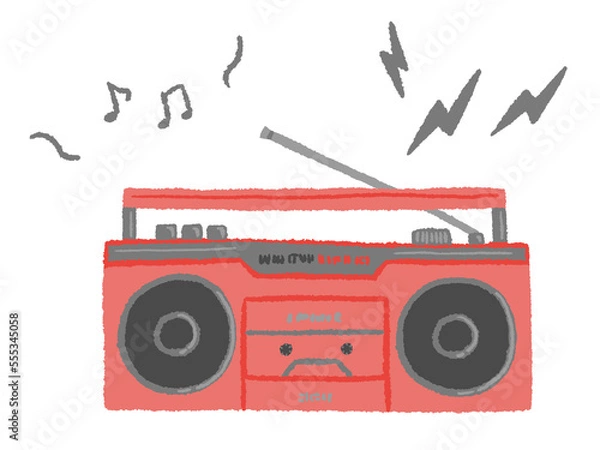 Fototapeta old red radio cassette recorder simple hand drawn illustration / Âè§„ÅÑËµ§„ÅÆ„É©„Ç∏„Ç´„Çª „Ç∑„É≥„Éó„É´„Å™ÊâãÊèè„Åç„Ç§„É©„Çπ„Éà