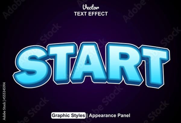 Fototapeta start text effect with graphic style and editable.