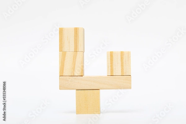 Obraz wooden block on white background