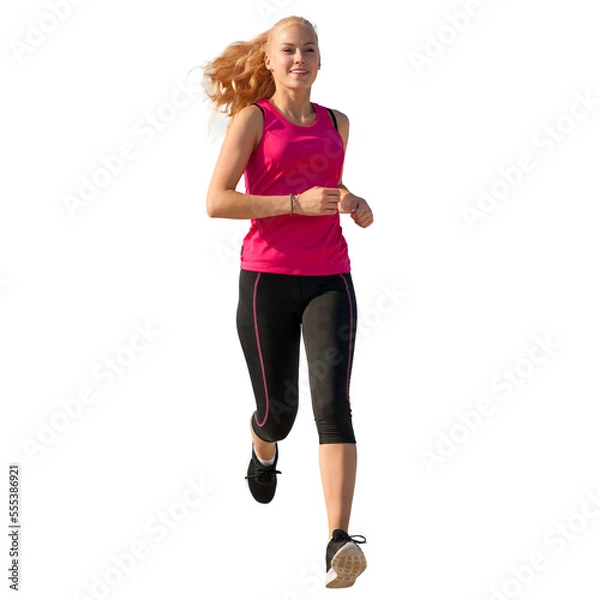 Fototapeta jogging - woman run isolated without background in a PNG 
