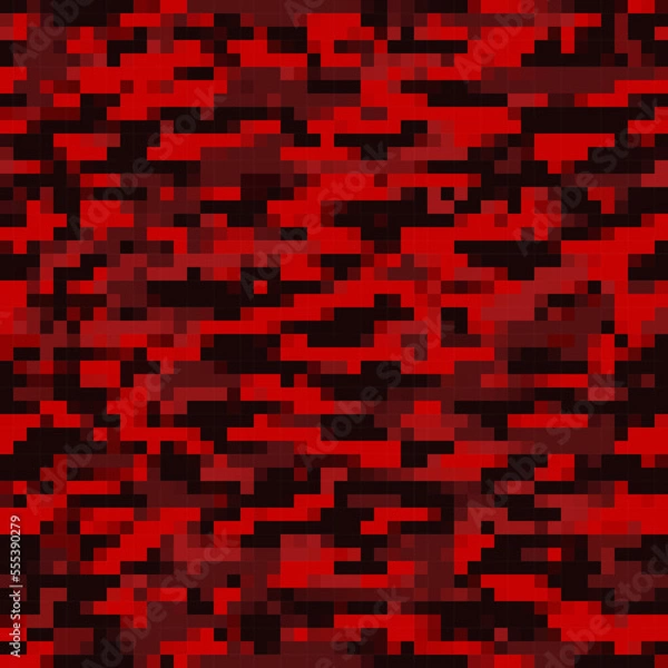 Fototapeta camo red pixel seamless pattern