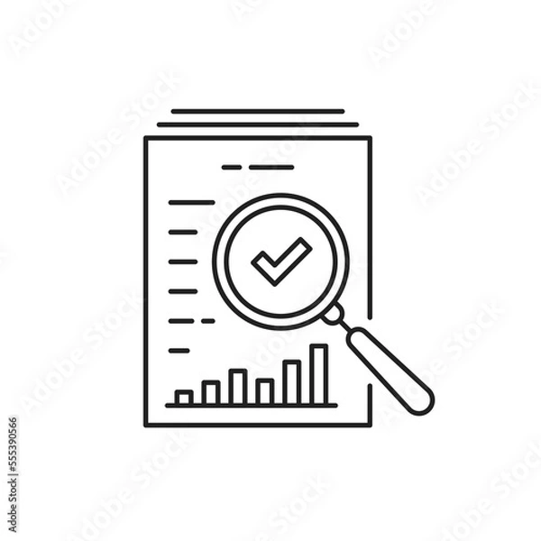 Fototapeta thin line document inspection icon with magnifier