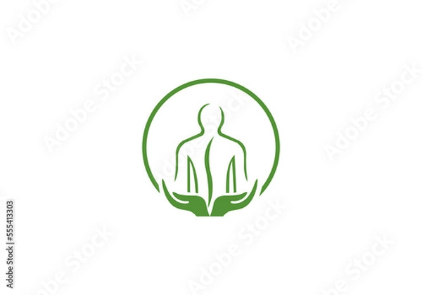 Fototapeta spine logo with hands initial company icon business logo background illustration