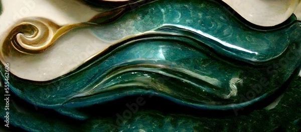 Obraz Abstract ceramic motif. colorful wave background. Antique metallic color combination