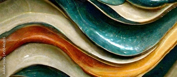 Obraz Abstract ceramic motif. colorful wave background. Antique metallic color combination