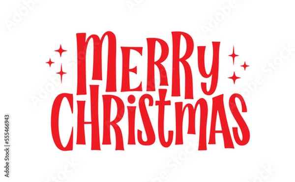 Obraz Merry christmas, lettering typography isolated. Vector holiday message element with sparks.