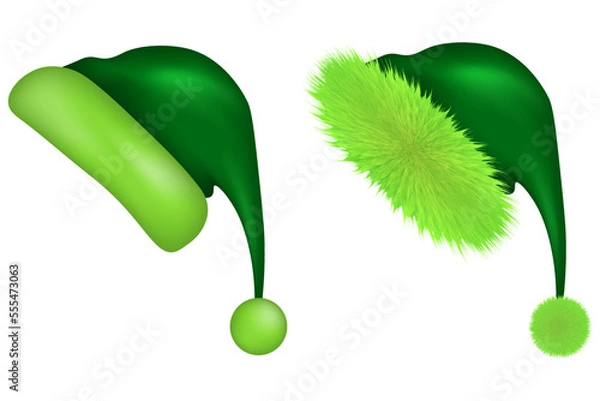 Obraz Green Christmas hat, grinch accessory, vector illustration.
