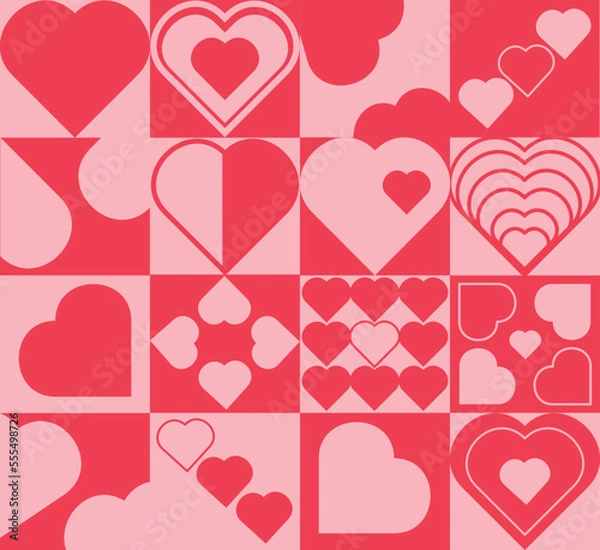 Fototapeta Abstract geometric background with hearts
