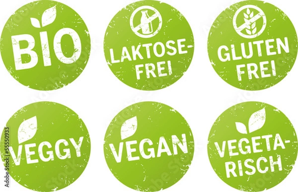 Obraz Bio, wegańskie, bezglutenowe, wegetariańskie, bez laktozy wektor