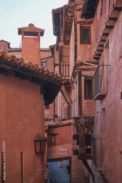 Fototapeta One of the streets of the medieval town of Albarracin in the province of Teruel in Aragon, Spain.