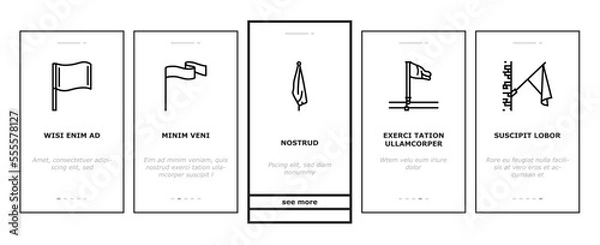 Fototapeta flag start web pennant map onboarding mobile vector. banner symbol, location pole, shape mark, finish event, red flagpole, waving pin flag start web pennant map Illustration