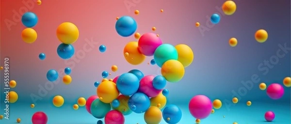 Obraz Colored balls jumping  on a colorful background