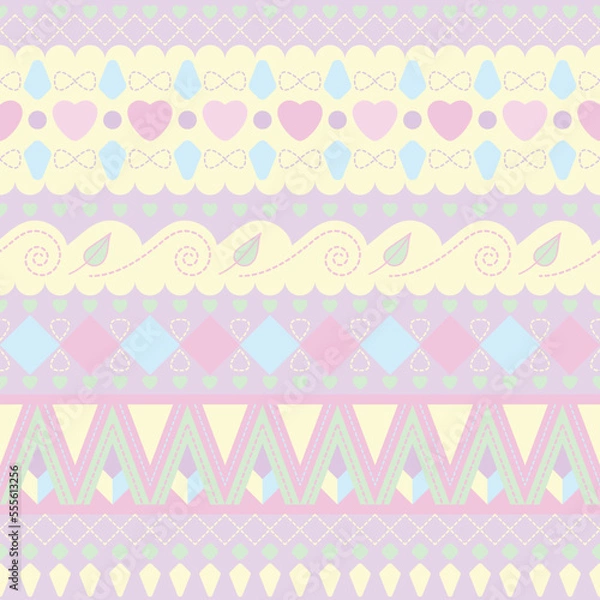 Obraz Cute seamless pattern tribe base on purple in pastel theme.