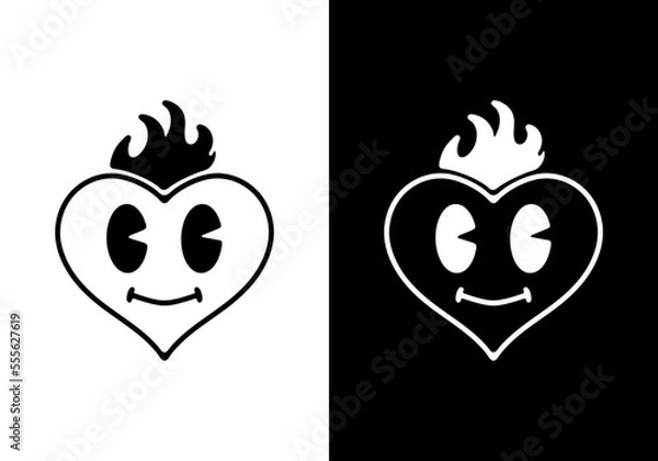 Fototapeta Black and white color of heart tattoo