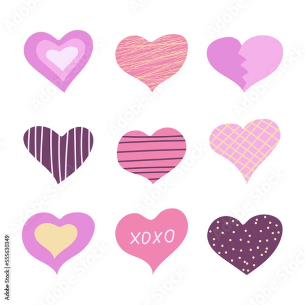 Fototapeta vector set of hand drawn hearts
