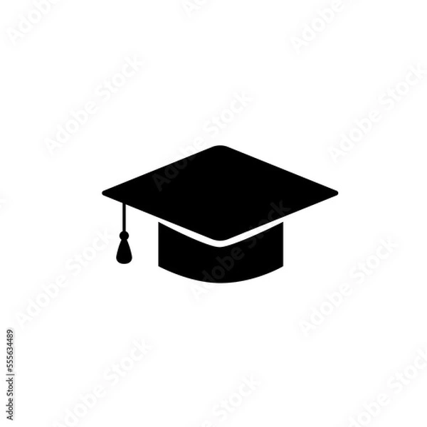 Fototapeta Flat graduation cap icon. Graduation cap sign icon. Higher education symbol. Circle buttons with long shadow. color icons set. Vector illustration
