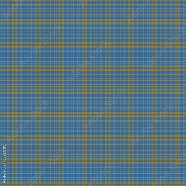 Fototapeta Blue and yellow twill plaid on seamless background