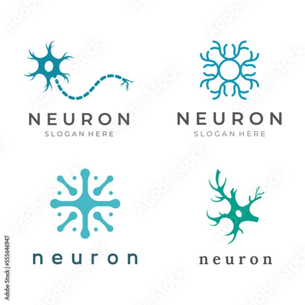 Obraz Neuron logo or nerve cell logo with concept vector illustration template.