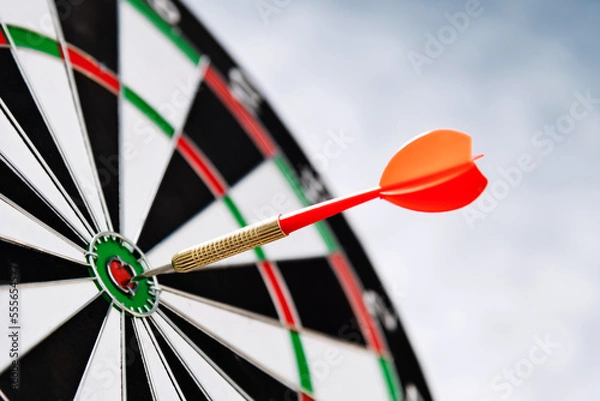 Fototapeta Dart hitting on center target