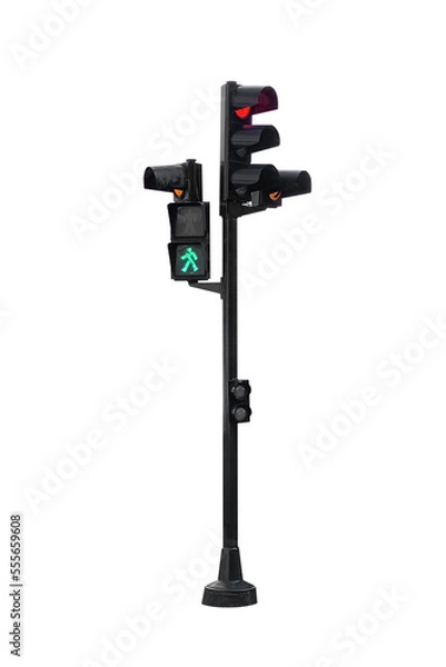 Obraz street traffic light isolated on white background