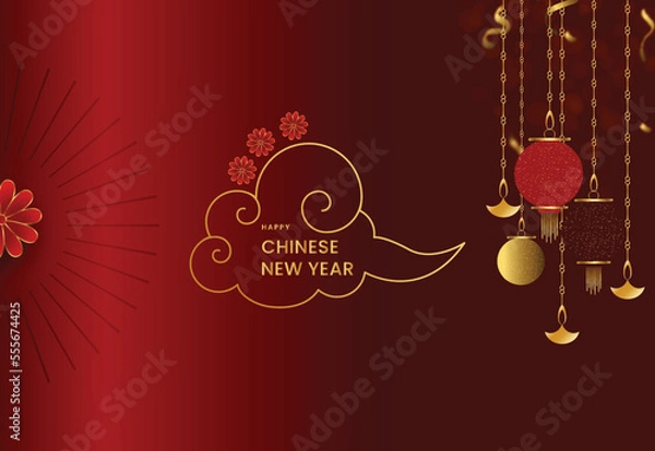 Fototapeta Chinese new year background design template with illustration
