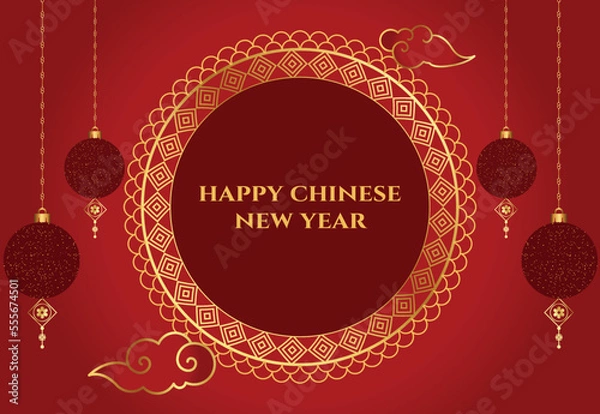 Fototapeta Chinese new year background design template with illustration