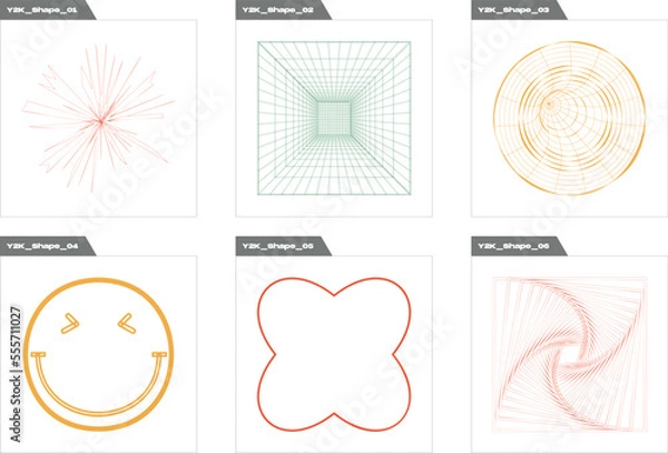 Obraz Retro futuristic elements for design. Retro futuristic graphic ornaments. Flat minimalist icons. Futuristic. Vector illustration