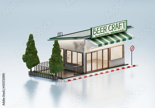 Obraz 3D Rendering Beer Shop In Isometric Exterior Background