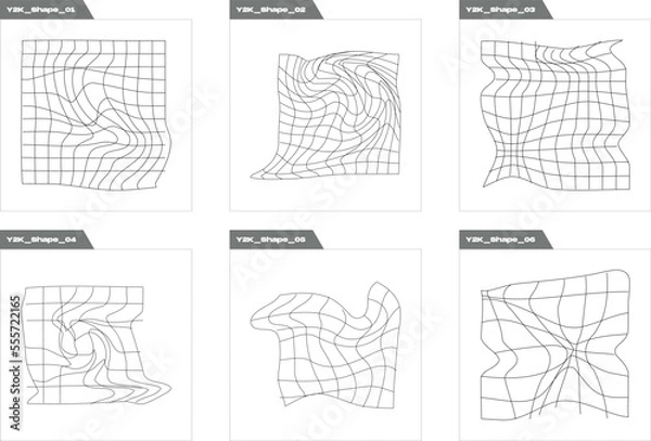 Obraz Set of Y2K style vectors of objects. Big collection of abstract graphic geometric symbols. Objects in y2k style. Retro Futurist. Vector illustration