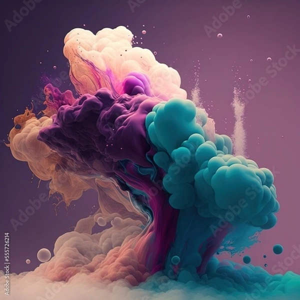 Fototapeta Water, smoke, vibrant, abstract, steam, bubbles, turbulence illustration made with Generative AI