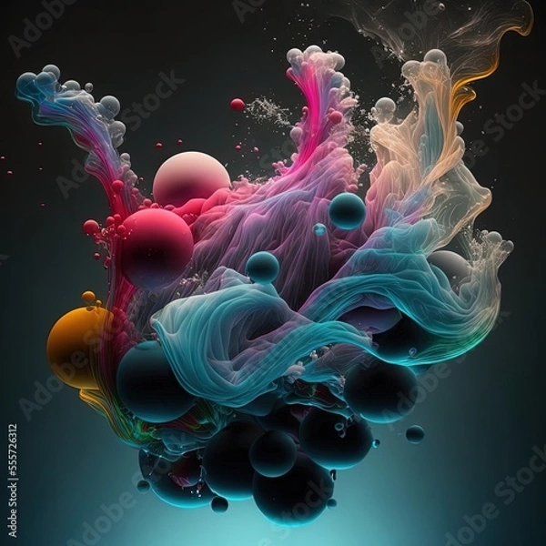 Fototapeta Water, smoke, vibrant, abstract, steam, bubbles, turbulence illustration made with Generative AI