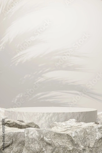 Obraz Rock stone white podium Blank product shelf standing backdrop.