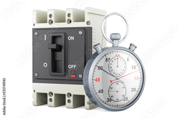 Fototapeta Circuit breaker with stopwatch, 3D rendering