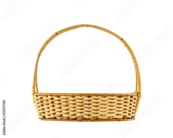 Fototapeta Empty wicker basket isolated on white background