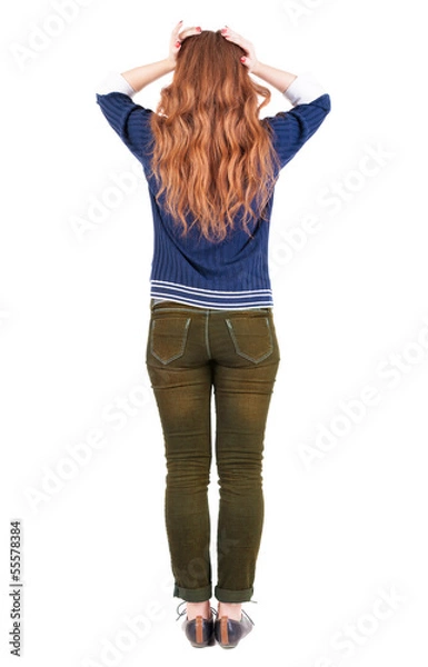 Obraz Back view of shocked  woman