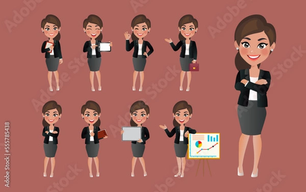 Fototapeta Set of business people with different poses