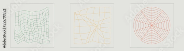 Fototapeta Set of Y2K style vectors of objects. Extraordinary Graphic Assets. Objects in y2k style. Anti-design. Vector illustration