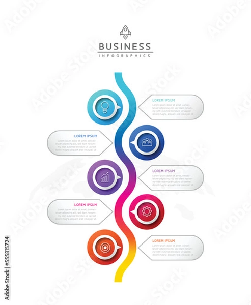 Fototapeta Circular Connection Steps business Infographic Template with 5 Element