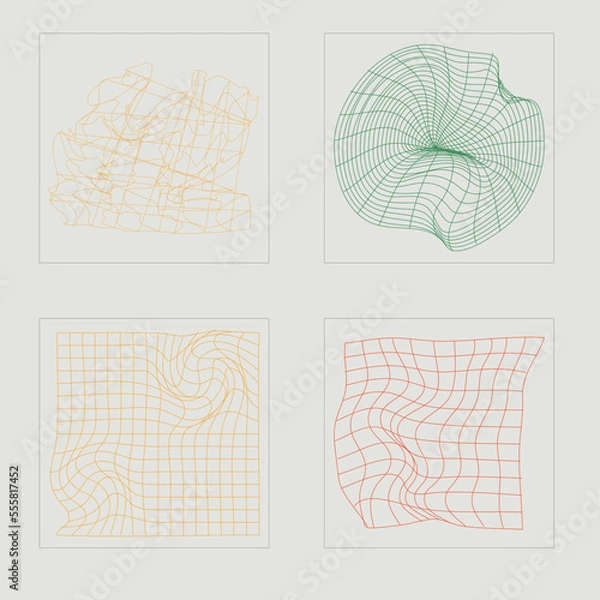 Obraz Vector set of Y2K. Rave psychedelic retro futuristic set. Flat minimalist icons. Projects, posters, banners. Vector illustration