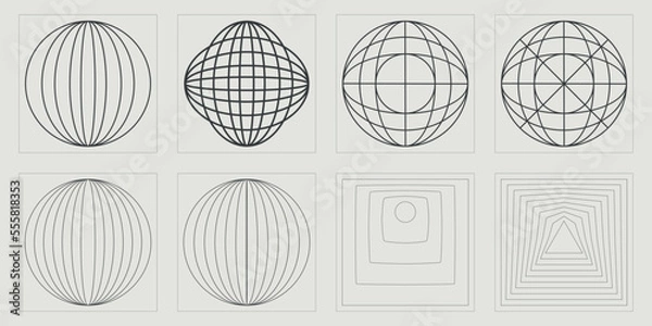 Fototapeta Vector Graphic Assets Set. Big collection of abstract graphic geometric symbols. Elements for graphic decoration. Anti-design. Vector illustration