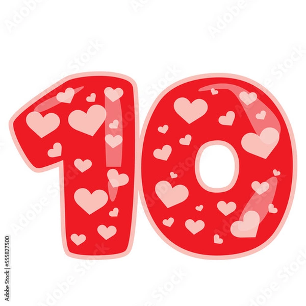 Fototapeta Ten alphabet number with heart valentine day