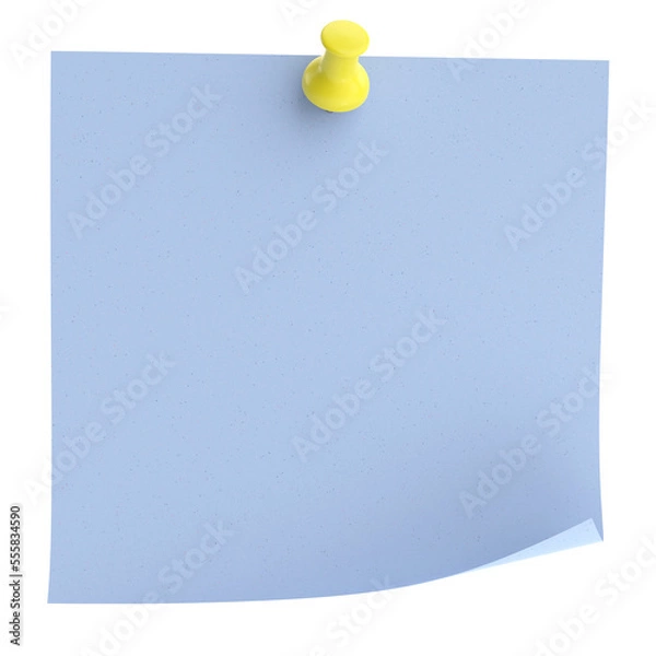 Obraz Note paper with push pin. 3D .