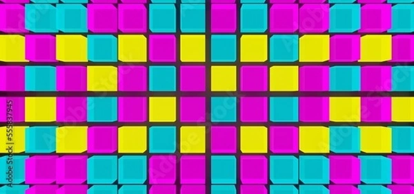Obraz 3d rendering colorful glass grid pattern cube neon