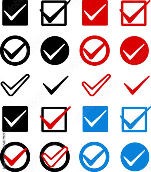 Obraz チェックマークのシンプルなイラストセット