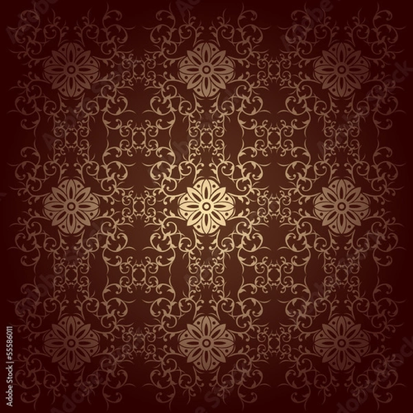 Obraz Brown baroque  background vector with flowers