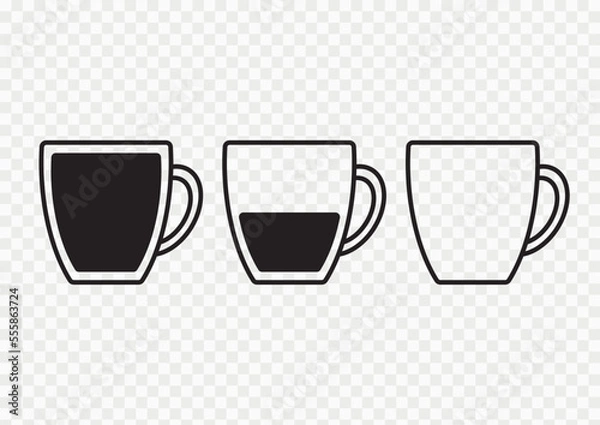 Fototapeta Mug icons set. Set of mugs with different fill levels in vector.
